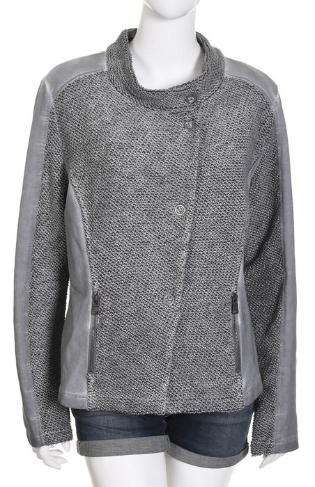 TAIFUN modny szary blezer damski z dżerseju z dzianiną pętelkową 46 48