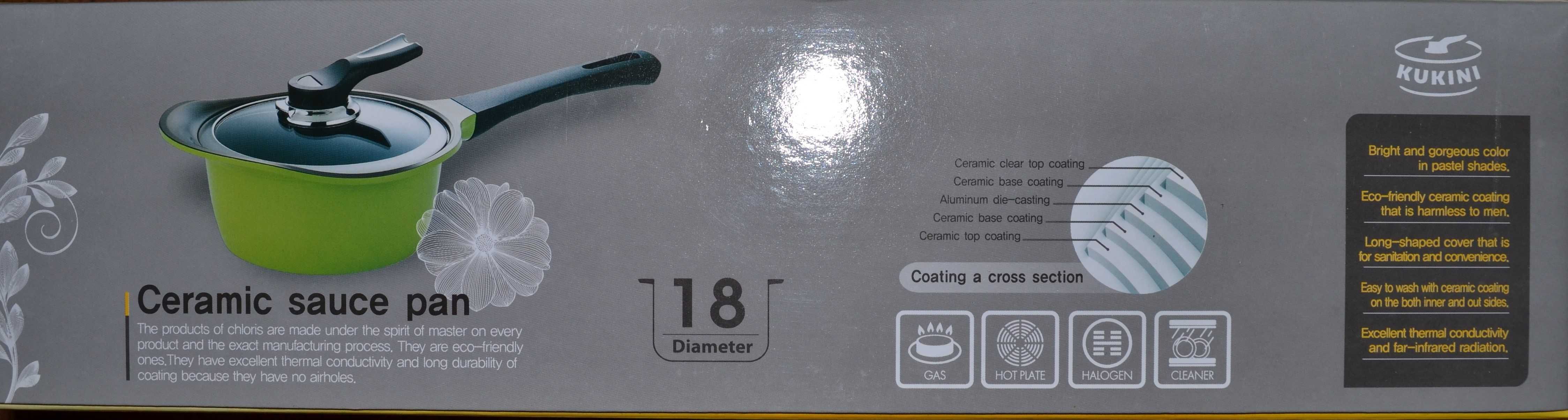 KOMPLET Designerski CERAMICZNY pokrywka PATENTOWA rondel GRATIS garnek