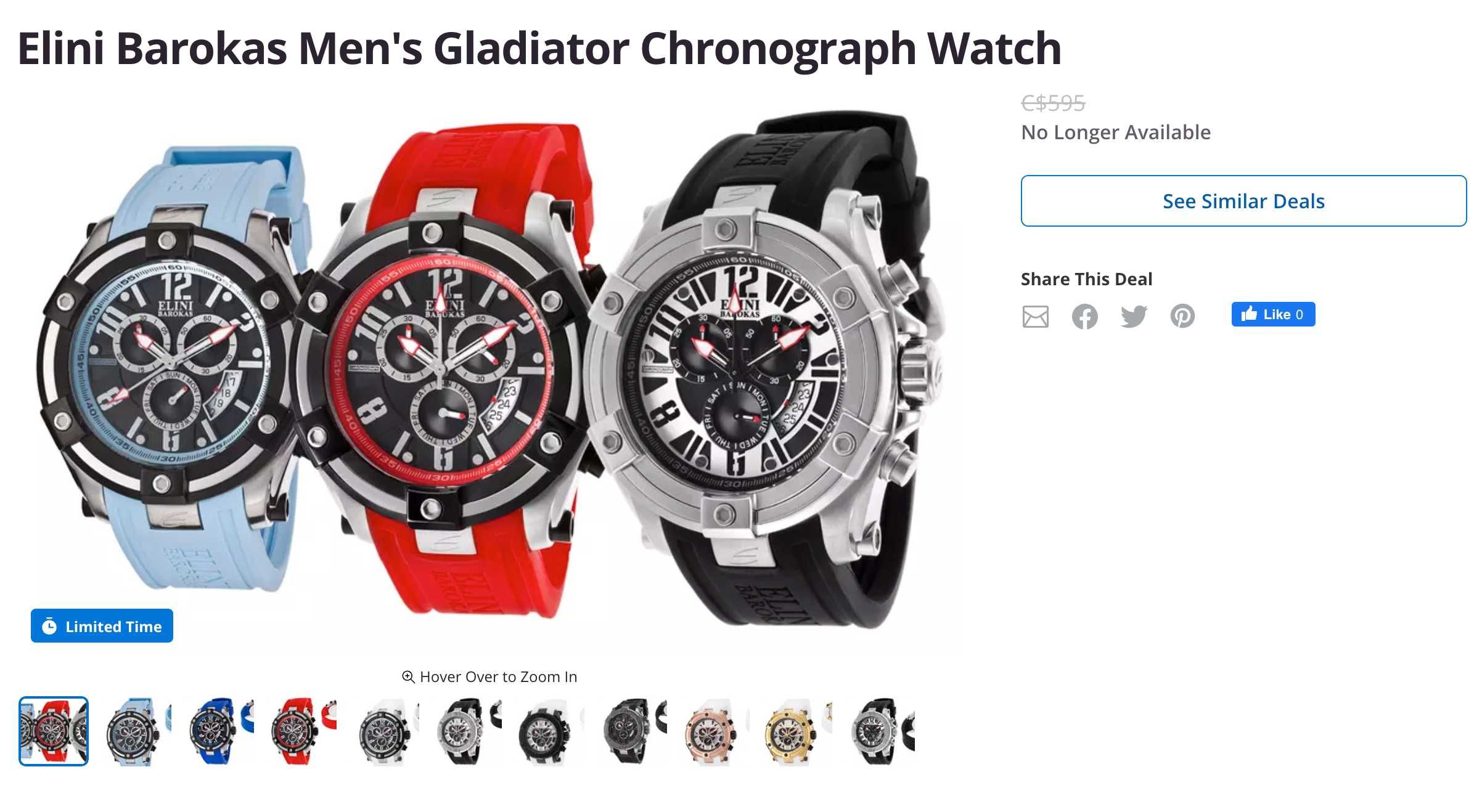 Чоловічий годинник Elini Barokas Gladiator Swiss Chrono Sapphitek 46.5