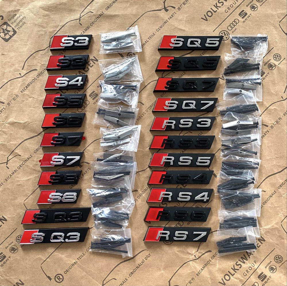 Эмблема шильдик значок audi S3 S4 S5 S6 S8 SQ3 RS3 RS4 RS5 RS6 RS8 RSQ