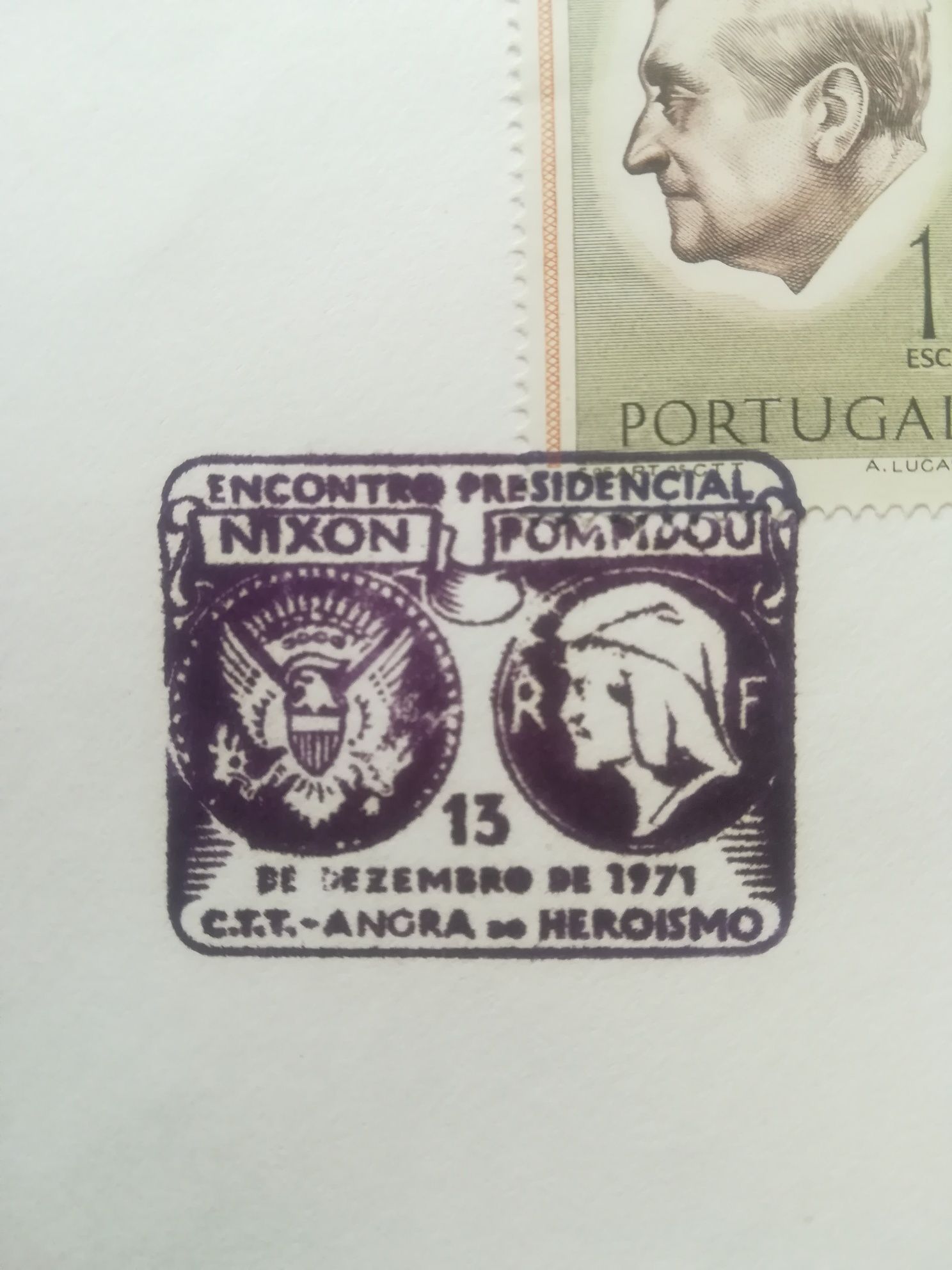 CTT - Cimeira dos Açores 1971. Sobrescrito do 1. Dia.