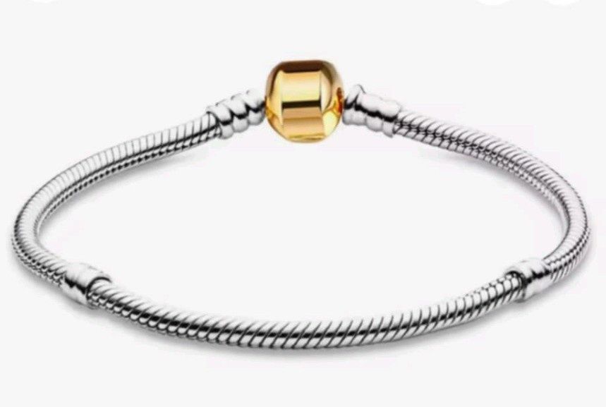 Nowa Bransoletka moments srebrna beczułka pozłacana do zawieszek 20cm