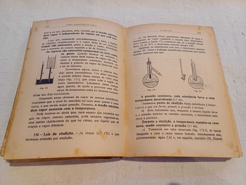Livro Curso Elementar de Física,2º c liceu, F.Zamith e N.Prudente,1948