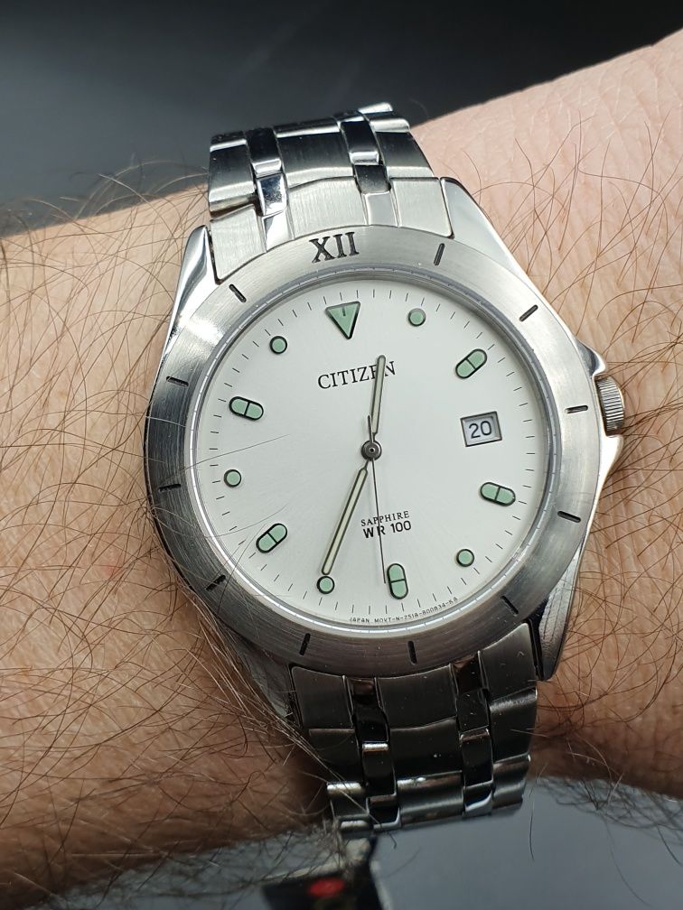 Vintage Citizen na bransolecie - NOS - szafirowe szkło, WR100