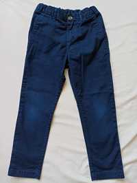 Granatowe eleganckie materiałowe galowe spodnie chłopięce h&m, na 104