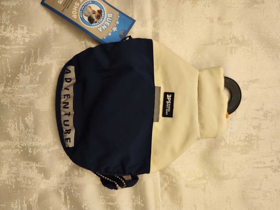 Casaco Impermeável Azul e Cinza para Cão - M