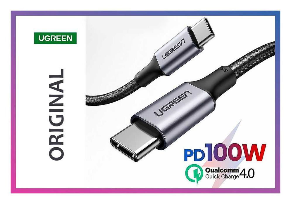 Кабель usb type c 100W Ugreen провод шнур тайп си для быстрой зарядки