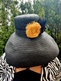 Nowy kapelusz Zara bucket hat Zara czarny rozety boho naturalny nowy