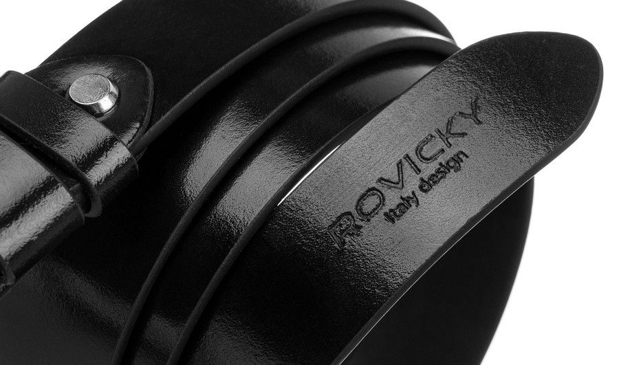 wąski pasek męski z polerowanej skóry naturalnej licowej - rovicky 115