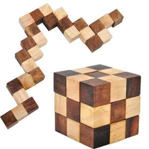 Деревянная головоломка Куб большой Змейка развивающие игрушки