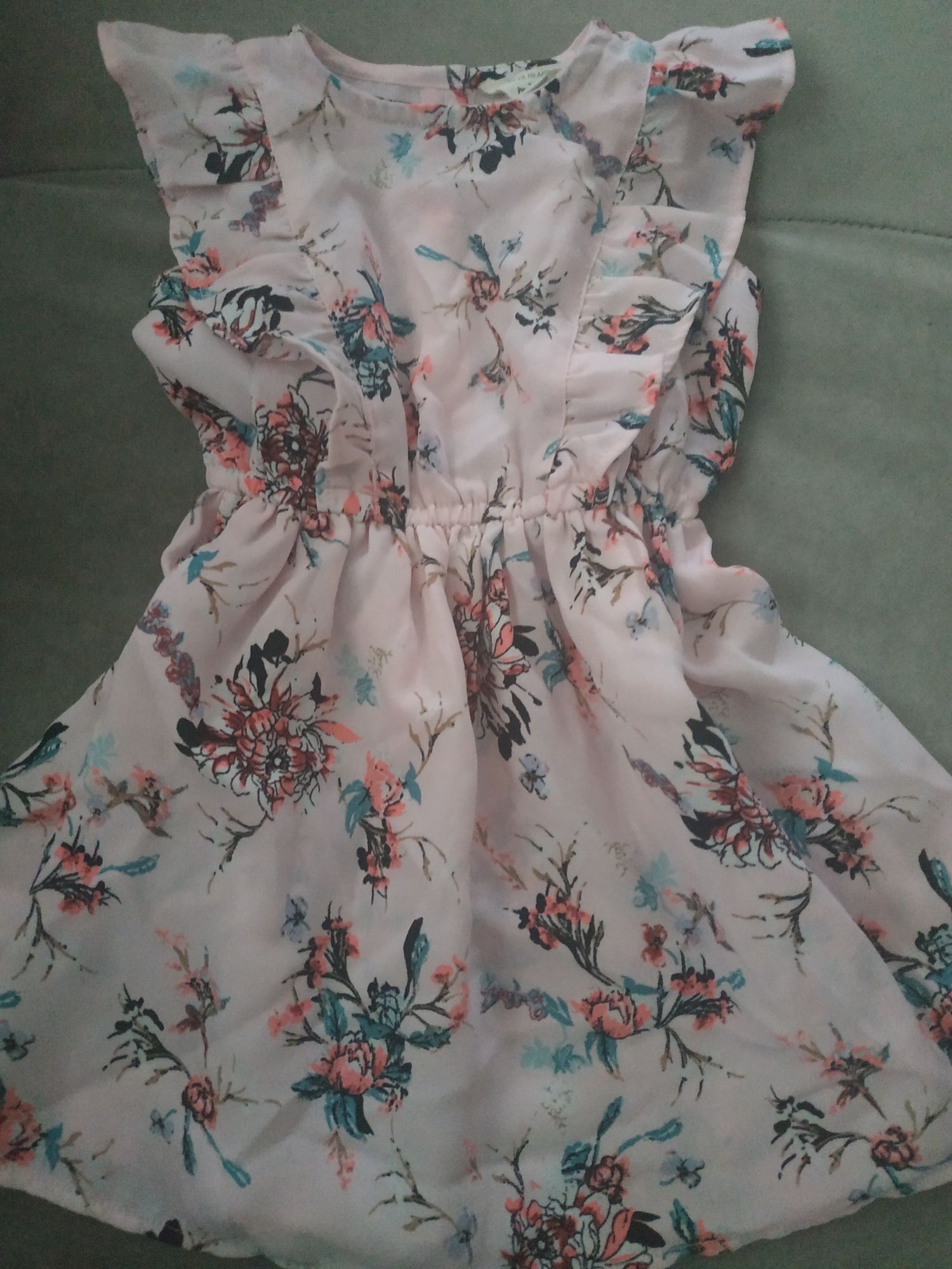Sukienka w kwiaty pudrowy róż River Island - 12-18 m-cy (80/86)