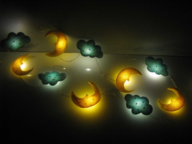 nowe dekoracyjne lampki LED chmurki księżyce łańcuch świetlny