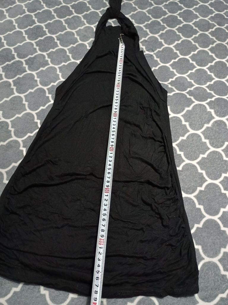 Bluzka bez rękawów koszulka sukienka tunika czarna bez pleców r. 38 M
