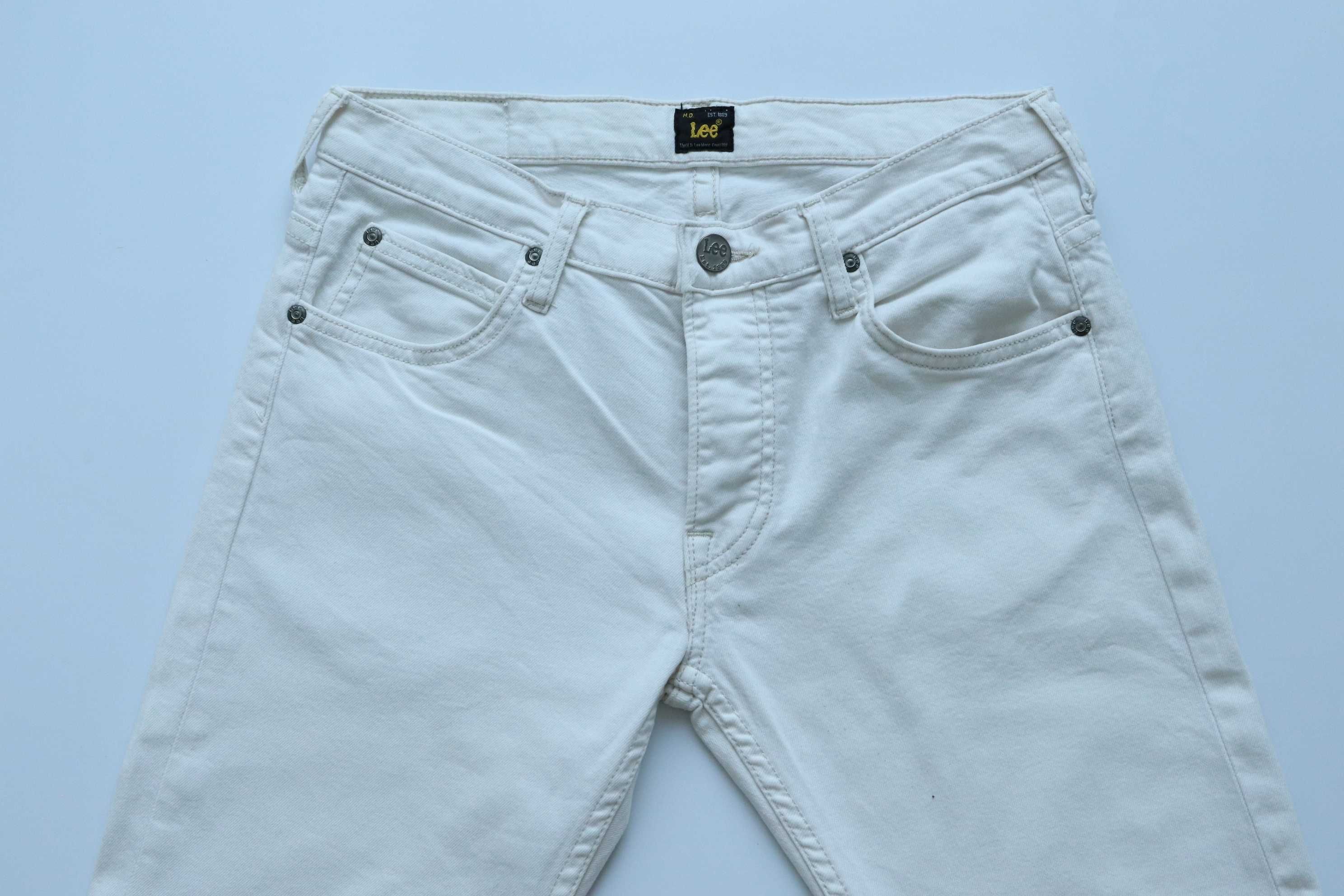 LEE POWELL W30 L32 męskie spodnie jeansy białe ecru jak nowe slim fit