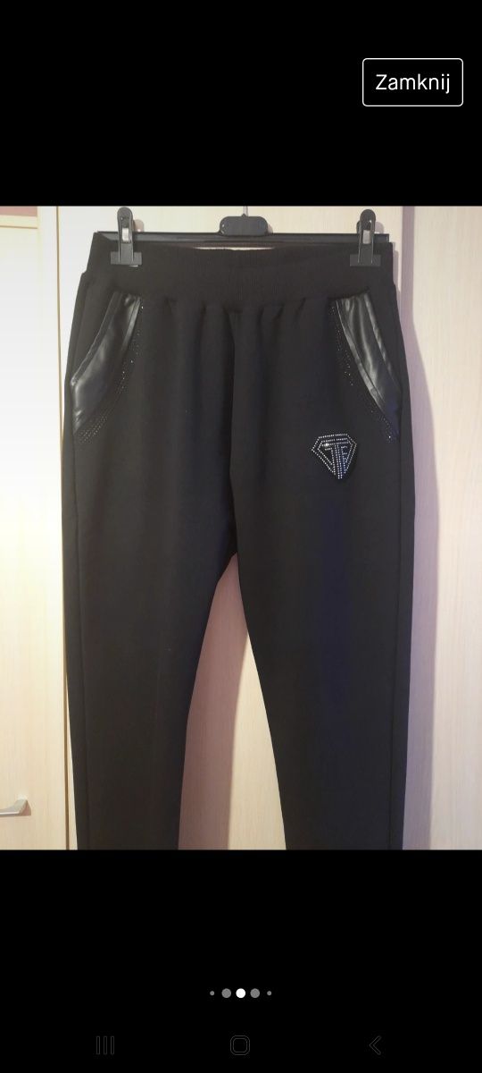 Dres czarny cyrkonie eco-skórki L/XL