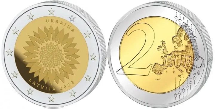 Монета Латвія «Соняшник для України / Слава Україні / Slava Ukrainai»