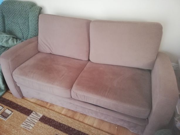 Sofa rozkładana dwoosobowa koloru brąz/ beż