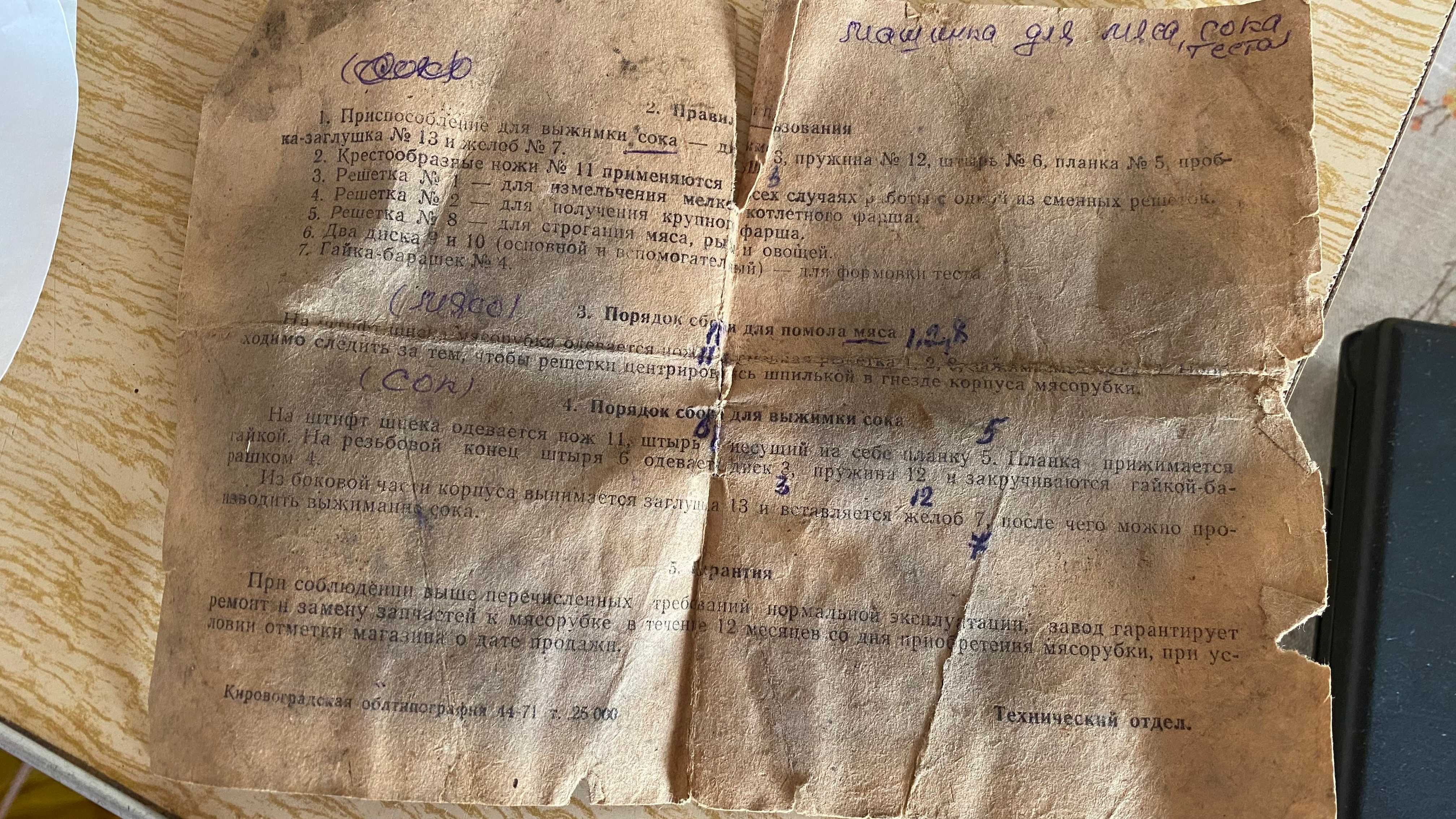 Мясорубка-соковыжималка Спутник советских времен