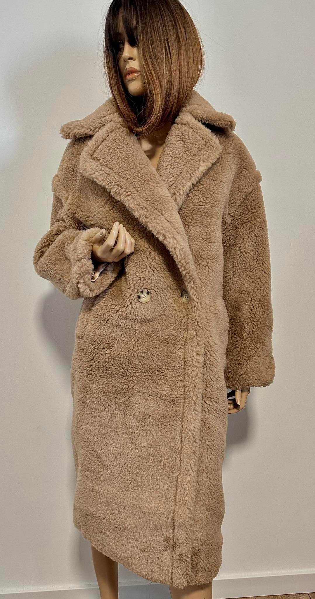 Płaszcz wełna owcza naturalna Teddy styl Max Mara kolory nowe