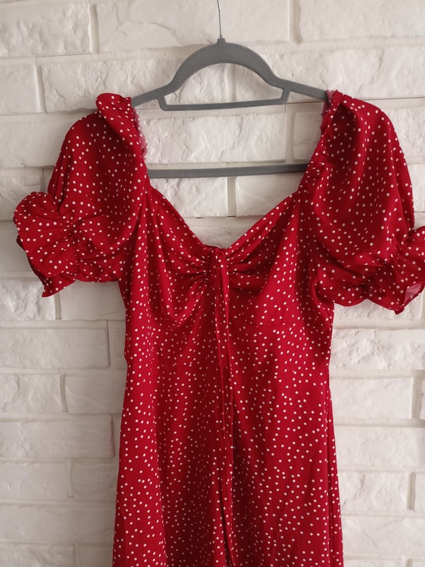 Śliczna sukienka w kropki shein # czerwona bufki