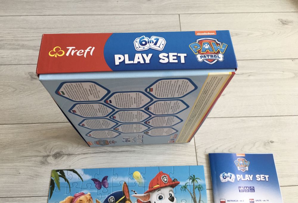 Zestaw play set 6w1 psi patrol paw patrol puzzle chińczyk domino