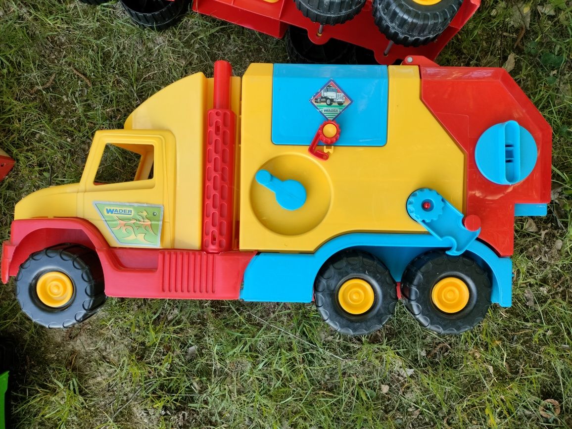Zestaw dużych autek Wader straż pożarna śmieciarka parking auto