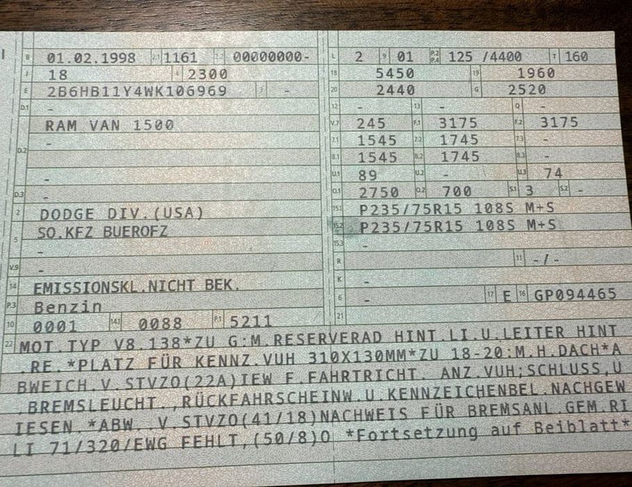 DODGE 5.2 V8 Ram 1500 Van Conversion Kamper LPG świeżo sprowadzony