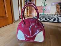 Mała torebka lakierowana połysk różowo biała New Bags