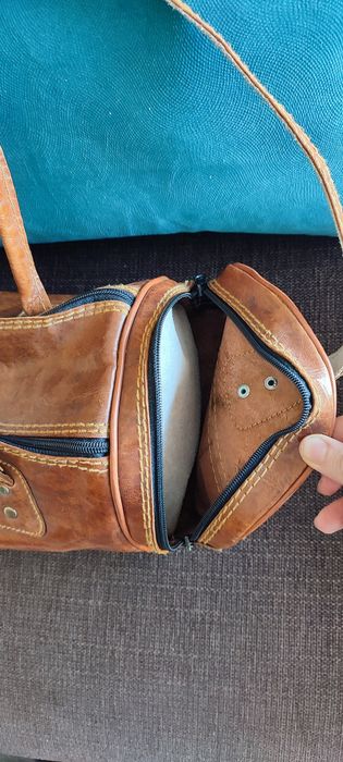 Saco de Desporto ou Viagem, em Couro, Pele Genuína