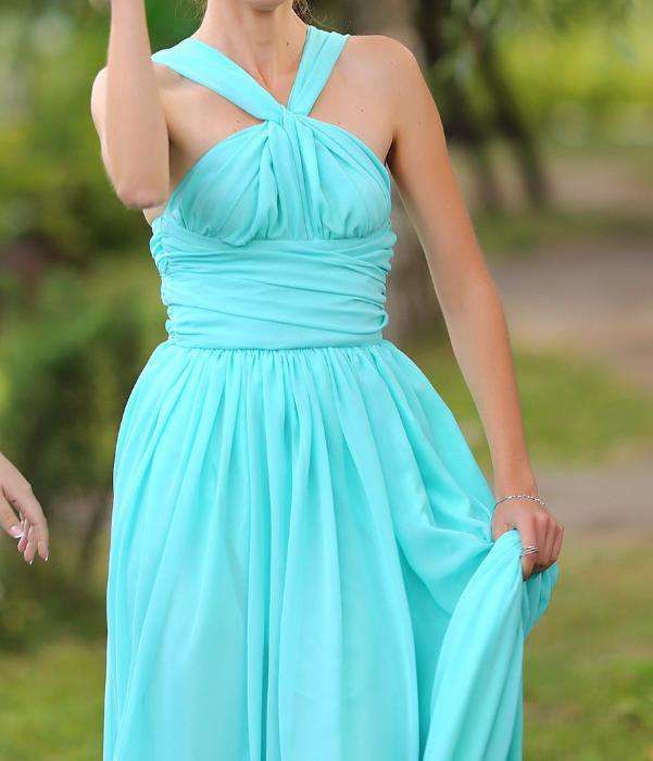 Шифоновое мятное платье Платье для подружки невесты Выпускное платье