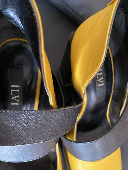 Ilvi sapatos de couro amarelo, usados pouquíssimas vezes