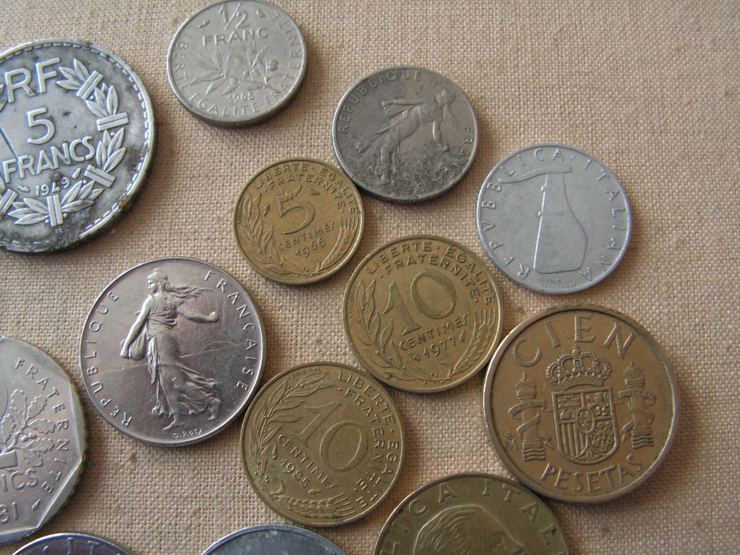 Monety Francja, Italia, Hiszpania razem 18 szt