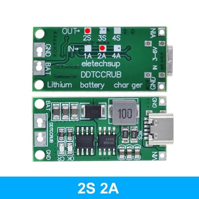 Модуль зарядки 2-х Li-ion акумуляторів від 5в (USB type-C)
