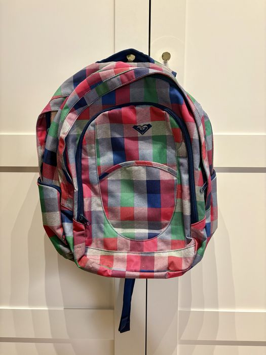 Plecak Roxy duży różowy w kratkę