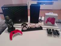 Xbox series x + 2 comandos + baterias + led + halo figure