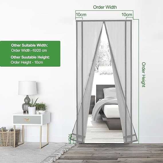1705 SEKEY Magnetyczna Moskitiera Bez Wiercenia 140 cm x 220 SZARA