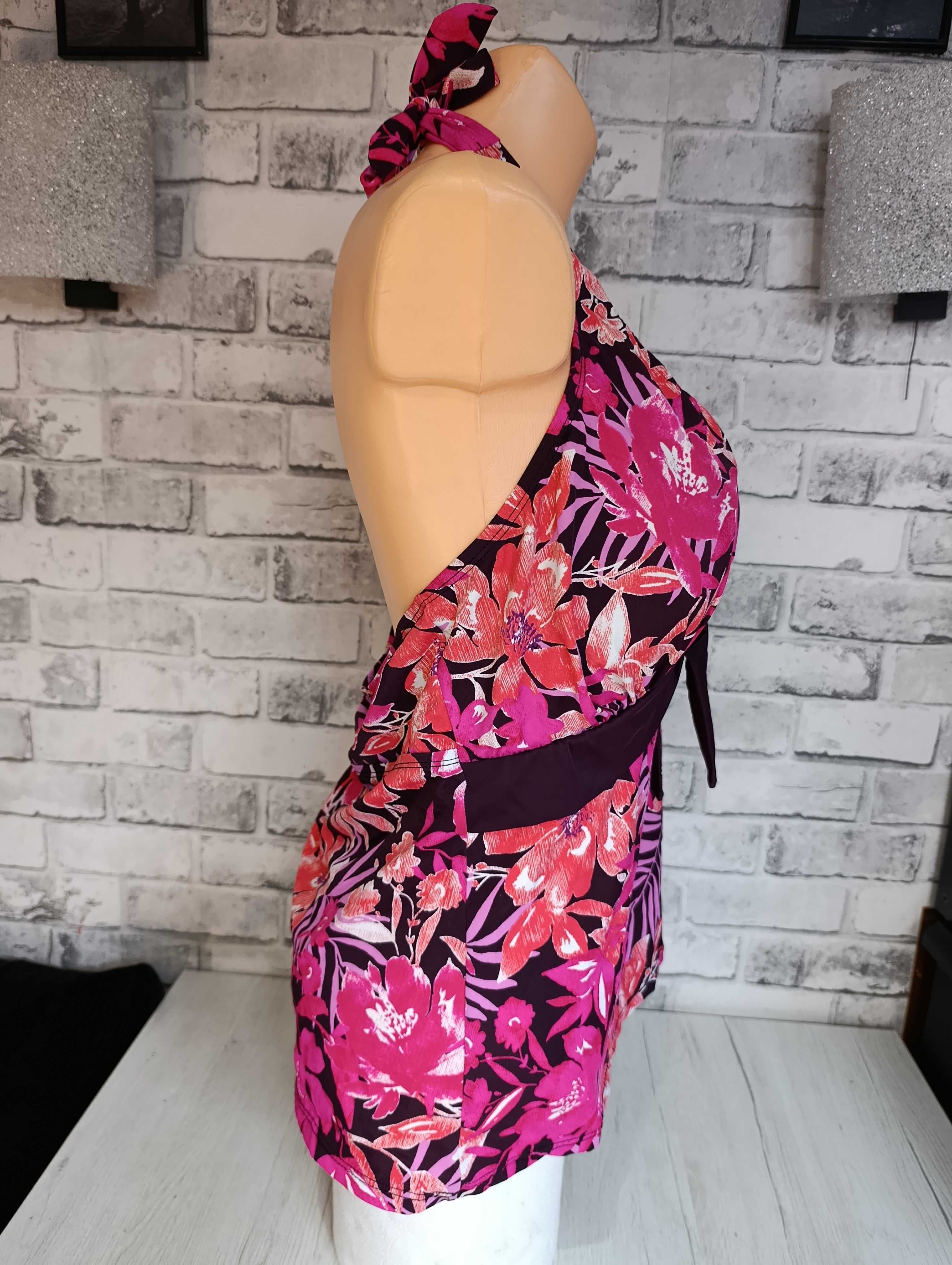 tankini 3XL kwiaty różowe strój kostium kąpielowy bluzka kąpielowa