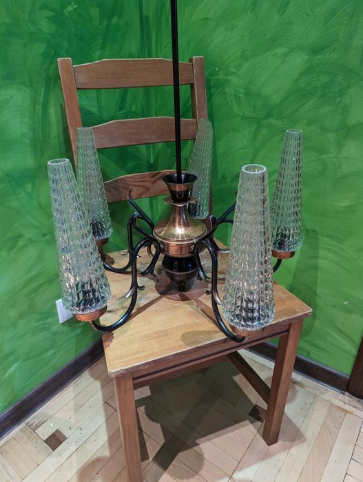 Stary żyrandol sufitowy z PRL-u,