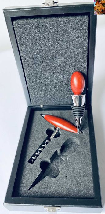 Zestaw Upominkowy Do Wina w Pudełku KORKOCIĄG i KOREK - Na Prezent