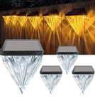 4szt AGOTD Lampy solarne w kształcie diamentu