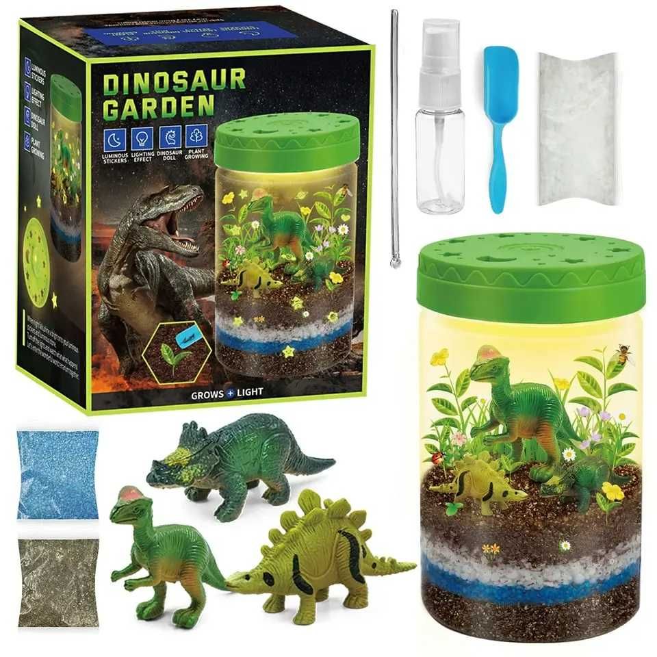 Zestaw Terrarium Dinozaurów 2w1 Lampka Figurki Dinozaury