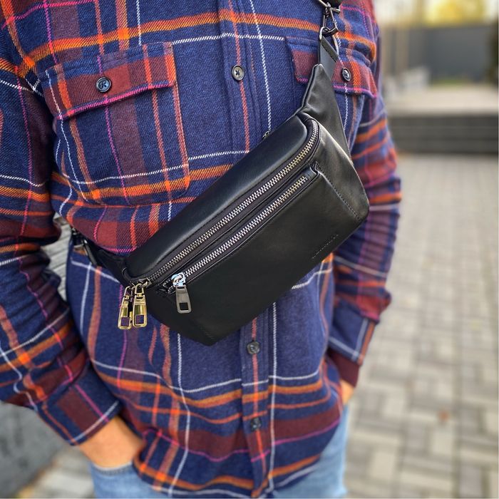 Сумка шкіряна нагрудна чоловіча натуральна шкіра BRAV