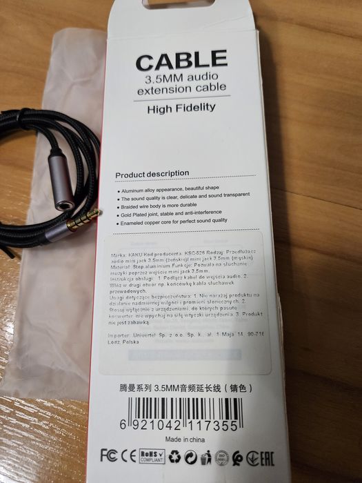 Przedłużacz słuchawki jack 3,5