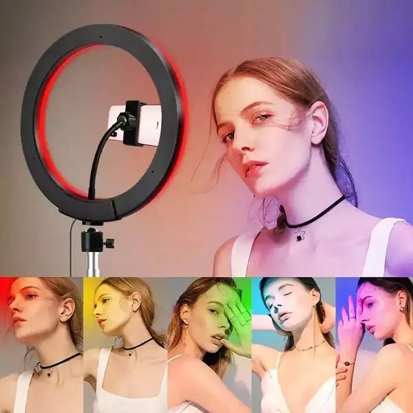 Кільцева лампа 36см RGB та біле світло + штатив 2 метри
