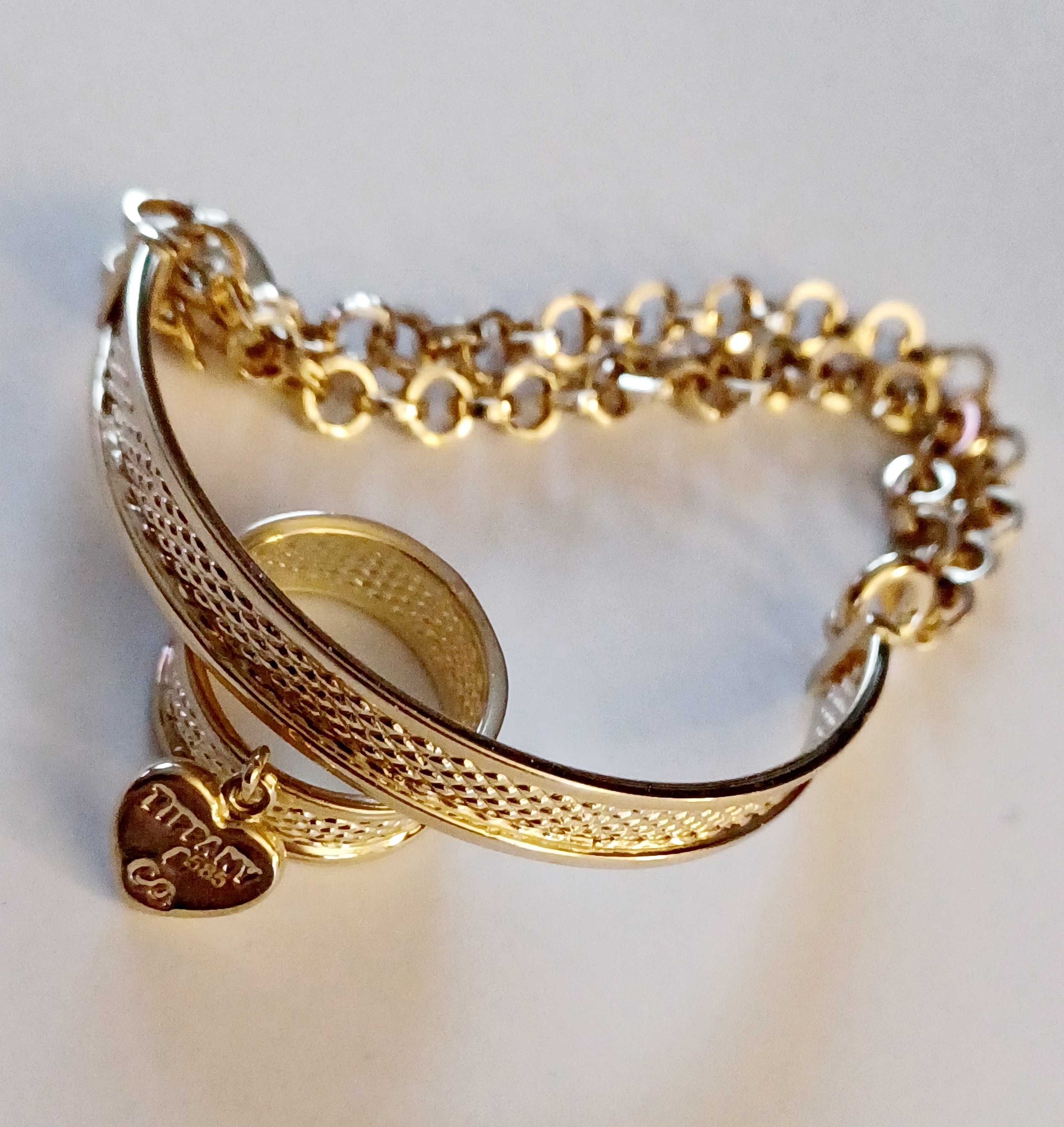 Złota bransoletka 14 karat 585 próba wzór Tiffany