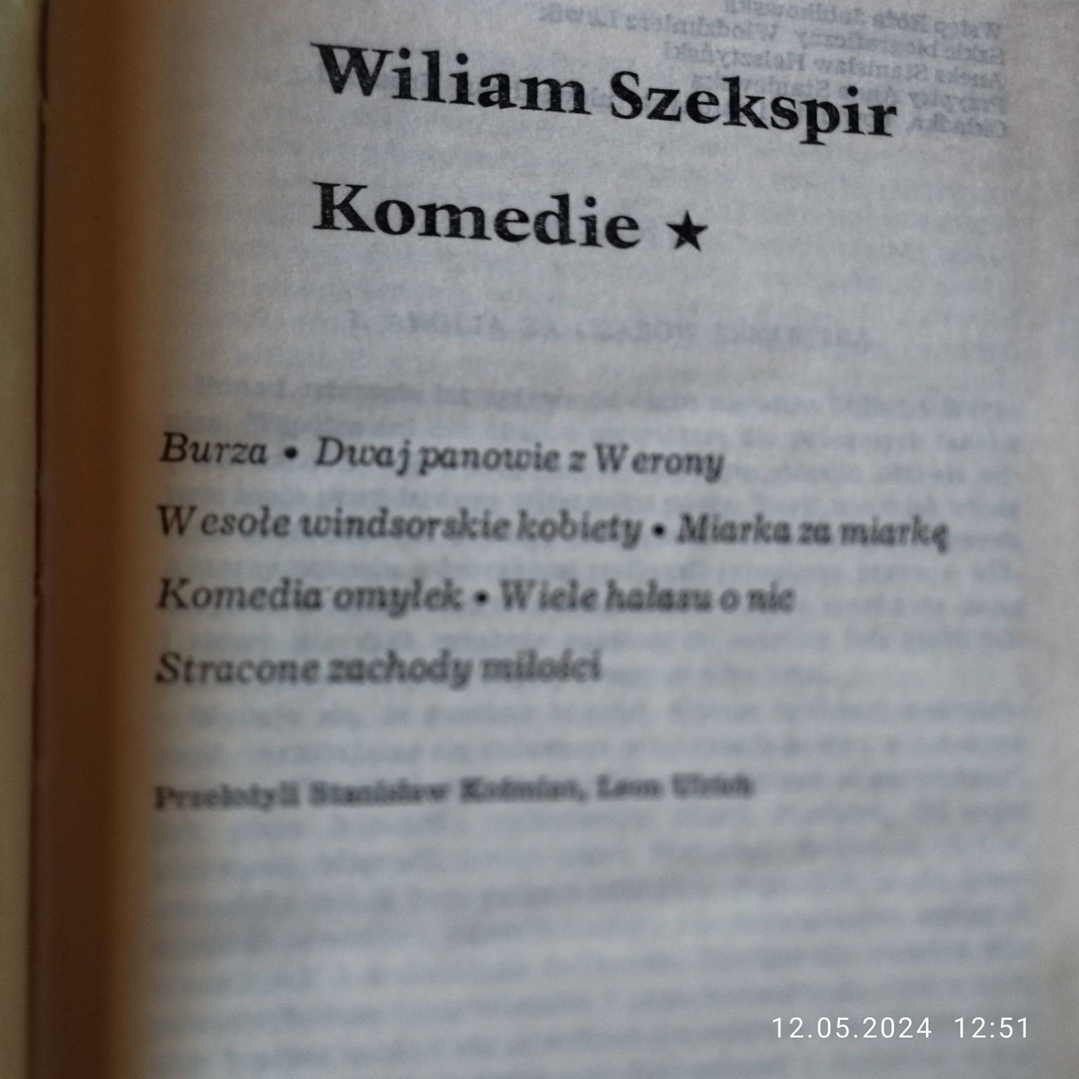 Wiliam Szekspir - Dzieła Dramatyczne .Tom 1,2,4,6.