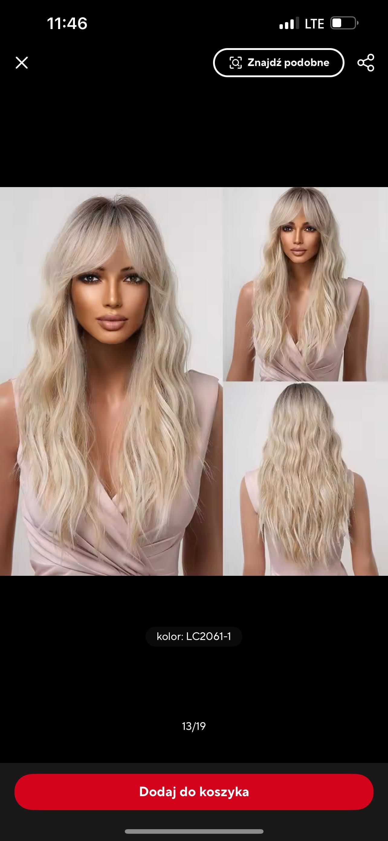 Nowa peruka jasny blond z grzywką naturalna platynowa hit tanio długa