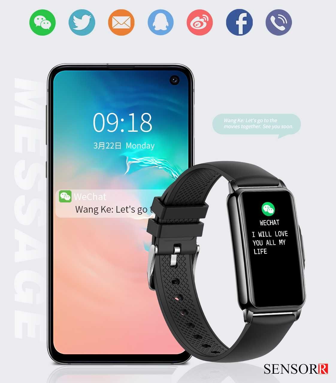 Elegancki Zegarek Damski SMARTWATCH SMARTBAND SENSORR Na Prezent