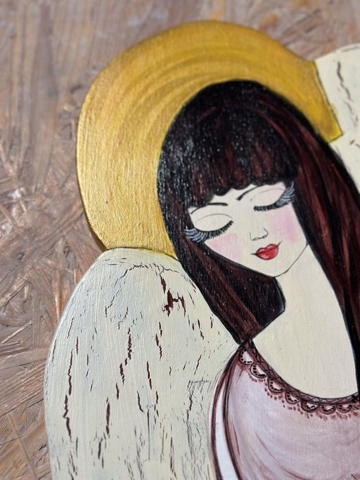 Recznie malowany duży anioł obraz