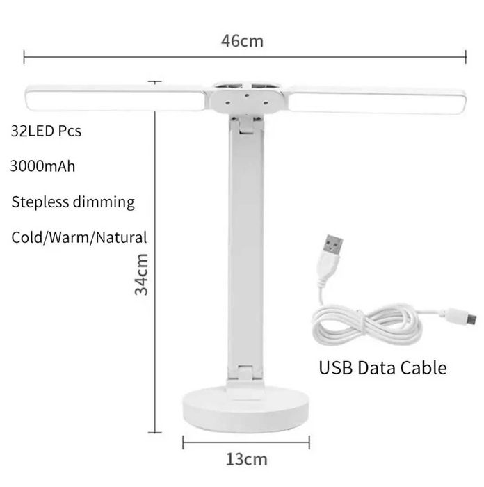 Настільна LED-лампа з батареєю 3000 mAh та micro-USB зарядкою